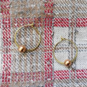 Dainty Rose And Yellow Brass Hoops